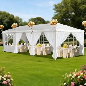 1 Set of 10'x30' Party Tent Canopy for Outdoor Weddings, Heavy-Duty Waterproof Event Shelter with Removable Sidewalls, Ideal for Parties, Booths