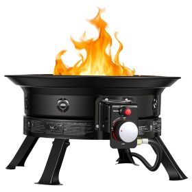 Propane Fire Pit 24-Inch, 53,000 BTU Portable Gas Fire Pit, with Grill Grate & Lava Rocks, Adjustable Flame, Folding Legs