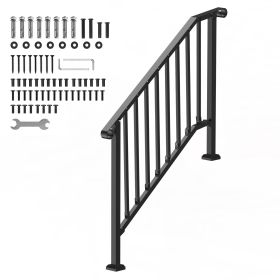 Handrails for Outdoor Steps, 3-4 Step Stair Hand Rail Kit, Transitional Iron Railings with Installation Kit, Stair Rails for Seniors